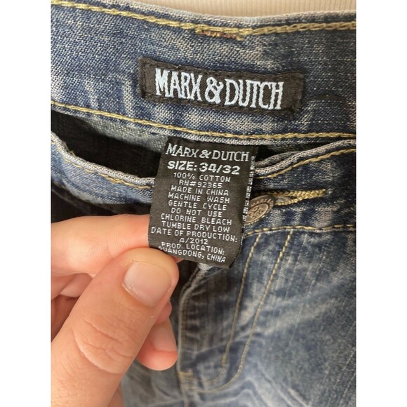 Marx & Dutch Men’s Jean's Blue Denim 5-Pocket Straight Leg Size 34 X 32 - Picture 7 of 9